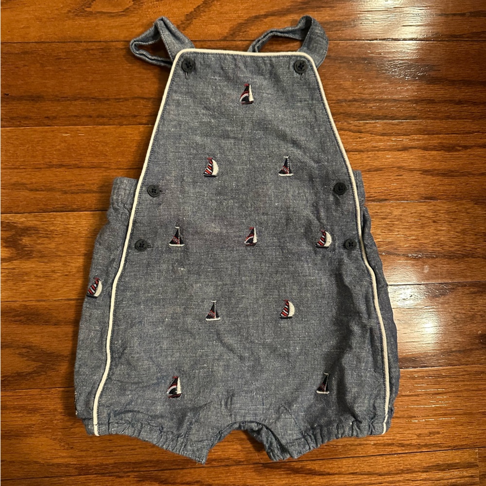 Janie and Jack Navy Sailboat Embroidered Romper